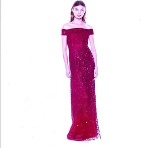 Cranberry/Red stunning all sequined gown.